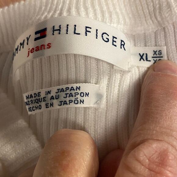 Tommy Hilfiger White Cotton Sweater with a tie front Womens XL - Picture 3 of 5